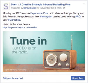 Facbook Stern ROI Social Media Marketing Strategy Post